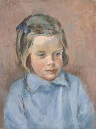Portrait of a little girl in a blue shirt