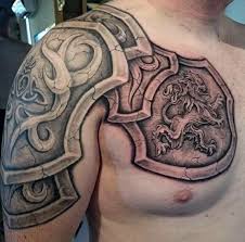 Shoulder armor tattoo with bow etching. Top 93 Best Armor Tattoo Ideas 2021 Inspiration Guide