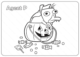 Phineas and ferb have a pet platypus named perry who leads a double life as an undercover agent who fights dr. Agent Perry The Platypus Halloween Coloring Pages