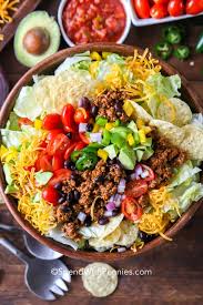 Place the lettuce, tomatoes, cheese, avocado, onions, salsa, and sour cream into a large bowl. Easy Taco Salad Spend With Pennies