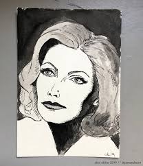 Greta Garbo Mini Ink Drawing