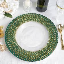 The classic contemporary styling ensures it easily. Metal Charger Plates With Teal Green Gold Braids Wholesale Buy
