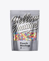 Metallic Stand Up Pouch With Candies Mockup Front View In Pouch Mockups On Yellow Images Object Mockups In 2020 Mockup Free Psd Psd Mockup Template Free Psd Mockups Templates