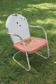 Vintage 1940s Metal Scalloped Lawn Chair Spring Bouncy Porch Patio Furniture Unknown Lawn Chairs Vintage Metal Chairs Chair