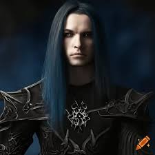 Elven male necromancer with deep blue ...