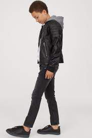 Hooded Biker Jacket Black Kids H M Us Sweatshirt Fabric Biker Jacket Black Kids