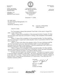 December 11,2006 Mr. Brett Cade Pro Man Property Management, LLC P.0 Box  613 Alexandria, Kentucky 41 071 Dear Mr. Cade: RE: Case