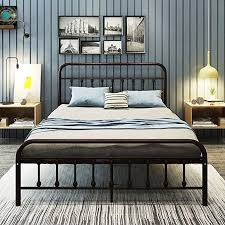 Dumee Metal Bed Frame Queen Size Platform With Vintage Headboard And Footboard Sturdy Metal Frame Premium Ste Queen Size Bed Frames Wrought Iron Beds Bed Frame
