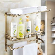 Allied brass foxtrot collection glass shelf with integrated towel bar in polished chrome adds the convenience of an integrated towel bar. 1 2 Tier Copper Square Bathroom Shelf Gold 3 Type Brass Shelf Towel Bars Vintage Antique Bathroom Storage Rack Shelf Wall Mount Brass Shelves Bathroom Shelfbathroom Storage Rack Aliexpress
