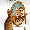 Man and his cat view their reflections. 1