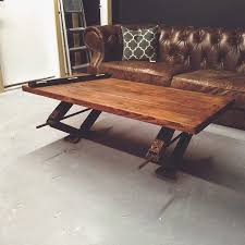 Repurposed Wood And Salvaged Jack Stand Off Of Our Old Trailer Studio Coffee Table For The New Pl Industrial Bedroom Furniture Furniture Industrial Furniture