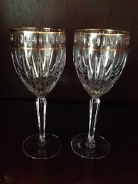 Crystal wine glasses with gold trim. Lenox Ambassador Gold Trim Crystal Wine Glasses 7 Inches Tall Set Of 2 1731546830