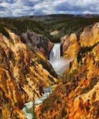 But water flow rate of lower yellowstone falls is. Lower Falls Yellowstone Painting By Dan Sproul