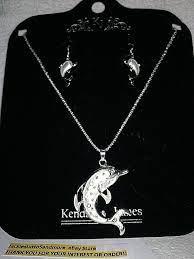 Dolphin Necklace And Earrings With Rhinestones By Kendall And James Uk New Kendallandjames Dolphin Necklace Necklace Earrings