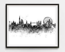 Black And White Skyline Art London Print London Skyline Black And White Cityscape London Art England Gift Watercolor Poster Painting Wall Decor Download 2020