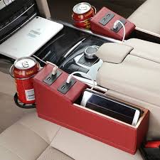 Fancy Console Side Pocket Cup Holder Usb Charge Port Car Storage Box Car Accessories Car Storage