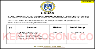 Umsb means uniutama management sdn bhd. Jawatan Kosong Uniutama Management Holding Sdn Bhd Umhsb