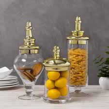 Large round black and white ceramic. Mygift Antique Theme Glass Apothecary Jars With Metallic Brass Tone Lids Set Of 3 Buy Online In Antigua And Barbuda At Antigua Desertcart Com Productid 104257475