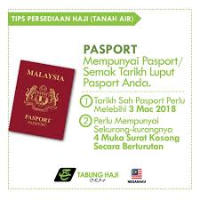 Pastinya ramai yang ingin mengetahui bilakah tarikh penerbangan mereka ke tanah suci. Official Lembaga Tabung Haji Tips Persediaan Haji Ketika Di Tanah Air Salah Satu Perkara Yang Perlu Diutamakan Oleh Jemaah Haji Ialah Pasport Pastikan Mempunyai Pasport Dan Mematuhi Syarat Syarat Yang Ditetapkan
