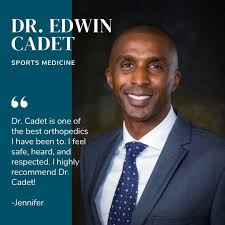 Meet Dr. Cadet, Sports Medicine Specialist at Raleigh Orthopaedic! Dr. Edwin  Cadet is a board-certified, fellowship-trained orthopedic surgeon  specializing in sports medicine. Dr. Cadet treats patients at our  Wakefield, Garner, and Raleigh