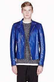 Alexander Mcqueen Royal Blue Leather Suede Biker Jacket