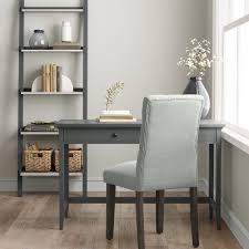 Designed with an open ended finish in dark pewter metal and a sleek floating shelf. Gray Desks Target