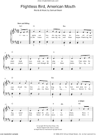 Wine Flightless Bird American Mouth Sheet Music For Piano Solo Beginners