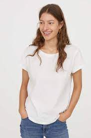 White T Shirt In Lightweight Cotton Jersey With A Rounded Hem Slightly Longer At The Back White Shirts Women Travel Clothes Women Womens Shirts