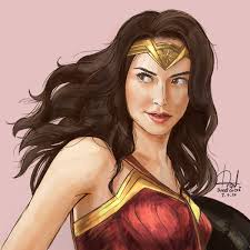 Drawing was done with a 6b graphite pencil on regular print paper. Artstation Wonder Woman Thitika Soontornchat