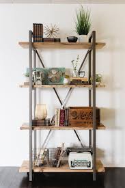 Free Standing Wall Shelves Reclaimed Wood Book Shelves With Steel X Support And Brackets You Choo Shelves Standing Shelves Wood Shelves
