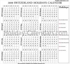 Switzerland Bank Holidays 2019 Online Print Holiday Calendar Kids Calendar School Holidays