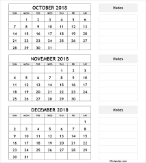 October November December 2018 Calendar 3 Months Calendar Make It December Calendar Blank Calendar Template Calendar Printables