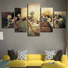 The figurine is made from. Canvas Poster Wall Art Framework Home Decor 5 Pieces Jesus Abstract Paintings Modular Living Room Hd Prints Last Supper Pictures Buy 5 Panel Canvas Art Designs Wall Art Canvas Prints Giclee Printing Service Product