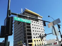 Under Construction At The Corner Of Las Vegas Boulevard And Clark Avenue Is The Federal Justice Towe Las Vegas Boulevard Downtown Las Vegas Las Vegas