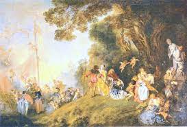 Watteau submitted this work to the royal academy of painting and sculpture as his reception piece in 1717. 1719 Embarkation For Cythera By Jean Antoine Watteau Rococo Art Art Painting Oil Poster Prints
