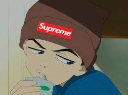 A page for describing characters: Anime Characters With Supreme Logo In Somewhere Posts Facebook
