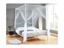 Il letto può avere tende in vari tessuti. Letto Con Baldacchino Leyna 140 X 190 Cm Metallo Bianco