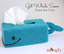 Free crochet pattern cat tissue box cover. Free Crochet Pattern Get Whale Soon Tissue Box Cover