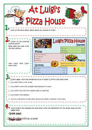 At Luigi S Pizza House Pizza House Vocabulary Worksheets Reading Comprehension Kindergarten
