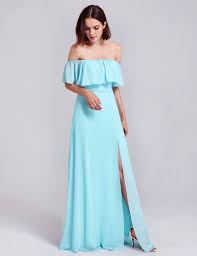Des articles magiques, qui ont du sens, que vous ne pourrez trouver nulle part ailleurs. Robe Demoiselle D Honneur Boheme Epaule Denudee Longue Mousseline Bleu Ciel