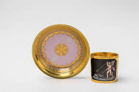 1793 A Vienna Porcelain Cup With Cupid Riding On The Waves Cylindrical Model With Original Saucer Finely Painted With A Motif Af Porcelain Cup Porcelain Cupid