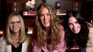 My friends call me jen. We Ve Been Roommates Since 1994 Friends Stars Jennifer Aniston Courteney Cox Lisa Kudrow Reunite At Emmys 2020