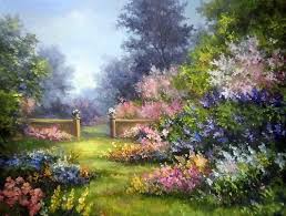 Rumynskij Hudozhnik Anca Bulgaru 199 Oboev Summer Painting Garden Painting Landscape Art