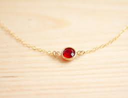 Tiny Sparkle Ruby Red Sparkly Crystal Gem Necklace On Gold Filled Chain Dainty Everyday Jewelry Ruby Necklace Small Heart Necklace Delicate Gold Necklace