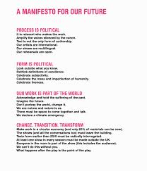 | meaning, pronunciation, translations and examples. Manifesto For Our Future Gate Theatre