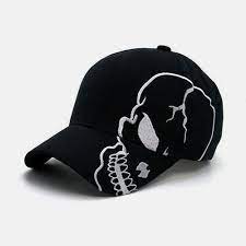 Black Skull Skateboard Biker Halloween Costume Ball Gothic Goth Baseball Cap Hat Biker Halloween Hats For Men Caps Hats