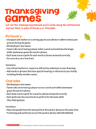 Thanksgiving can be a long day and there are many activities that one can indulge in so the family meetings don't turn out to be dull. Thanksgiving Themed Games For The Whole Family Scholastic Parents