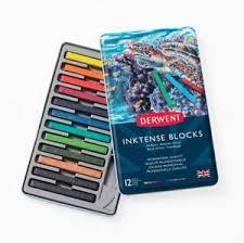 Details About Derwent Inktense Blocks 12 Tin Set Of Professional Water Soluble Colour Sticks