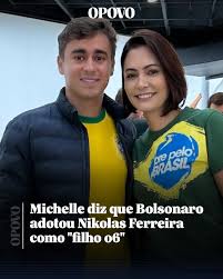 A ex-primeira-dama Michelle Bolsonaro (PL) publicou uma mensagem de apoio ao deputado federal Nikolas Ferreira (PL-MG), a quem se referiu como "filho 06" do ex-presidente Jair Bolsonaro (PL). A publicação foi feita