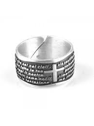 La misura della circorfenza dell'anello è regolabile. Anello Con Padre Nostro In Argento 925